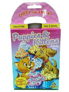 China Puppies / Kitten Coloring Book Printing Carry And Color Activity Pad Varnishing Finish factory