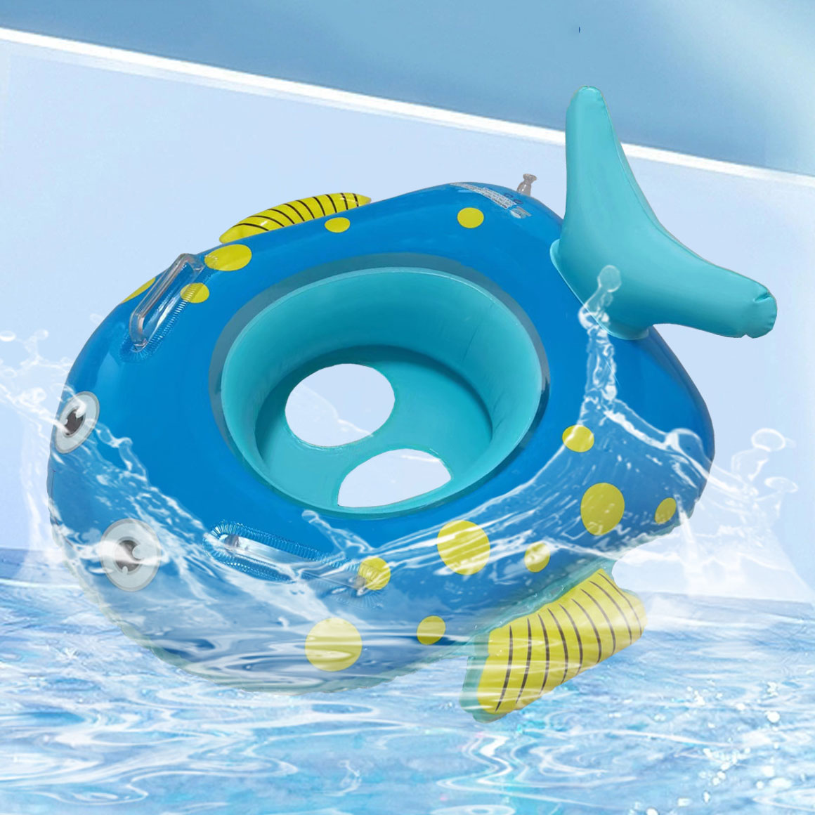 Gender-Neutral Swimming Pool Float Tubes Inflatable Cartoon Fish Design for Kids' Fun