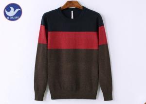 China One Big Stripe Men's Knit Pullover Sweater OEM Plain Acrylic Knitted Apparel factory