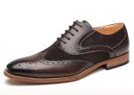 Black / Brown Pointed Toe Men Brogue Shoes Oxford Lace Up Wedding Shoes