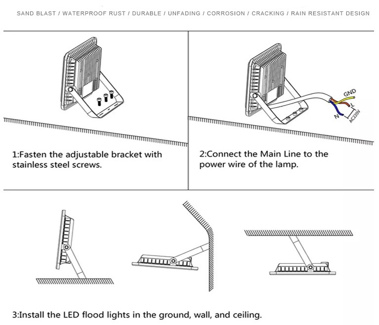 Outdoor High Lumen LED Flood Lights 100W 300W IP66