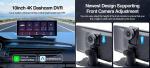 10.26" 4K Car Dash Cam Wireless Wired Carplay Android Auto DVR ADAS