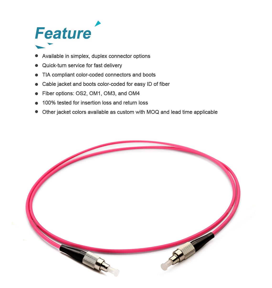 Multimode FC To FC OM4 Fiber Cable For Ethernet Network