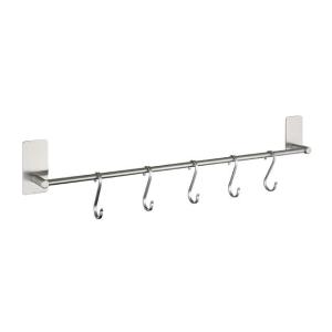 China Custom Towel Hanger Hook Wall Rail Stainless Steel Kitchen Rail Hook Removable 5 Hook factory