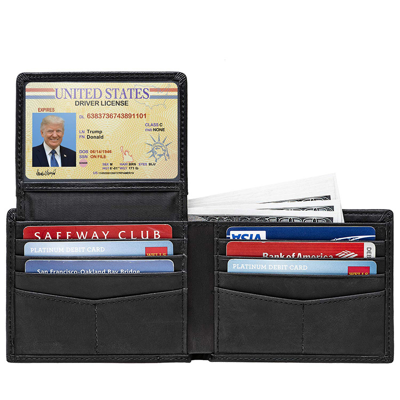Customized Genuine Leather Wallet for Men Handmade Minimalist Anti-theft Vintage Style