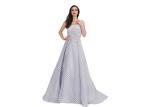 Honeycomb Shape Chest Wrap European Style Evening Dresses Light Blue Color
