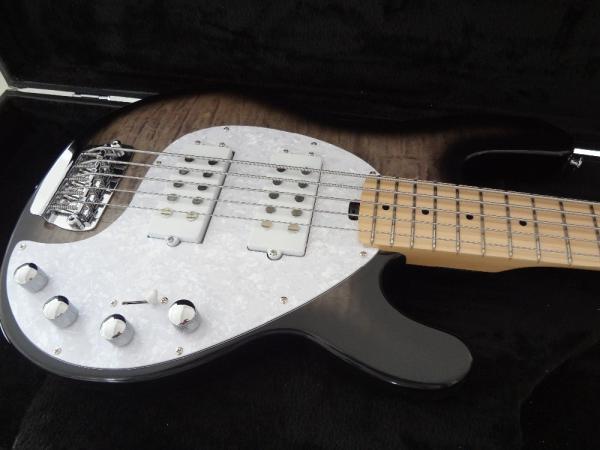 5 string bass guitar Erine ball sting ray 5 Gray quilted maple body maple neck