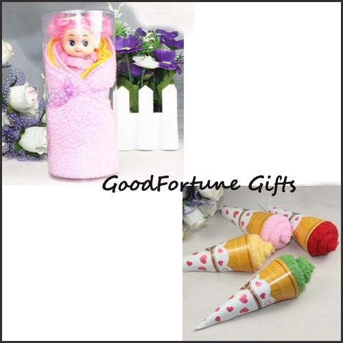promotional creative ice cream/doll design cotton towel wedding birthday