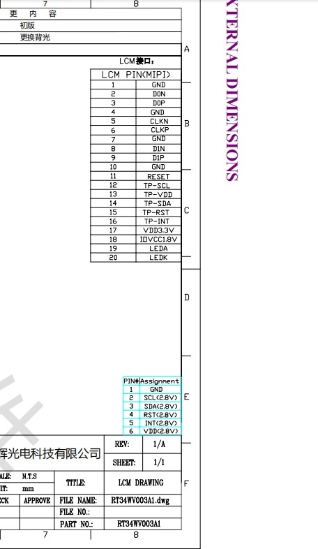 Coustom LCD Display 3.4 Inch MIPI Interface 480x480 20pin Industrial Digital Screen