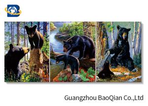 China Wall Art Stretched Picture Of Wild Animal Black Bear / Deer For Bedroom Decoration factory