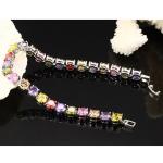 Princess Multicolour Cubic Zironia Tennis Bracelet Charm Women Wedding Jewelry