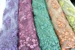 3D Floral Beaded Embroidered Lace Fabric For Evening Dresses 120 CM Width