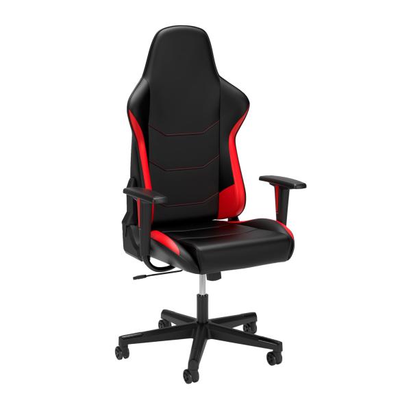 Integrated Headrest Ergonomic PC Computer Chair for Adults Faux Leather Seat