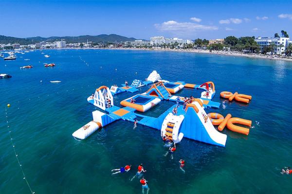 Giant Adult Giant Blue inflatable sport park For Wake Island ,Water sports
