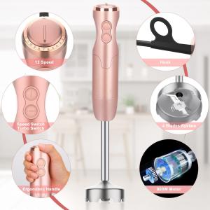 China Golden Pink Immersion Stick Blender 5 In 1 With 304 Stainless Steel Blades factory