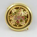 Shinny Gifts Gold Flower Design Portable Handbag Mirror Cosmetic Mirror
