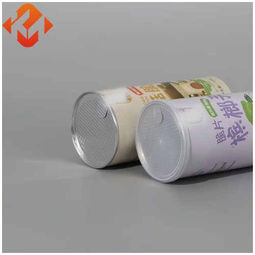 Custom Size Food Grade Paper Cardboard Tube Cans Easy Peel Off Foil Lid For Sugar Chocolate Bread Storage