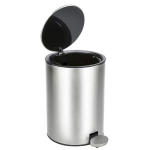 China Household Indoor Trash Can Stainless Steel Pedal Dust Bin Trash Can With Plastic Inner Bucket factory