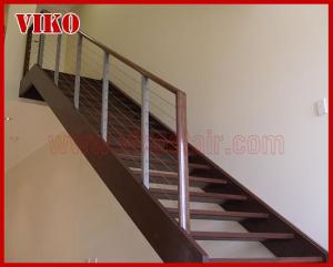 China Steel Cable Stair VK89SC WoodenHandrail Treed American Oak Carbon Powder-coate Aluminum304 Stainless Steel factory