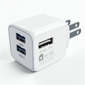 100W GaN Wall Charger with Dual USB-C and USB-A US Plug