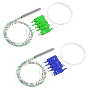 China 4 Way Fiber Optic Splitter 1*4 Sc Upc Plc Splitter G657A1 Cable 0.9mm steel tubeFor Terminal Box factory