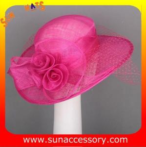 China Elegant fancy Church sinamay hats for ladies ,Sinamay wide brim church hat factory