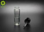 Round Shape 15ml Clear Glass Serum Bottles With Black Aluminium Dropper
