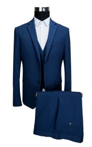 China Woven Fabric Mens 3 Pieces Suit Official Color Navy Mel Color Both In Stock and OEM factory