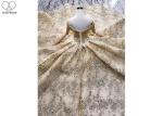 Gold Unique Vintage Prom Dresses Beads Tassels Heart Shaped Bust Shiny Lace