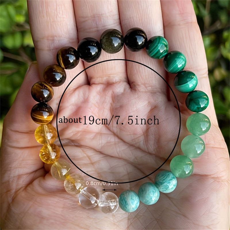 Natural Stone Quartz Healing Crystal Stretch Beaded Bracelet Wealth Money Jewelry Men Women Gift Stone Bracelet Amethysts Quartz Chain Bracelets Reiki