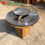Round Charcoal Wood Burning Corten Steel Bbq Grill D800mm weather proof