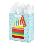 Customized Logo CMYK 4 Color Offset Printing Blue Paper Bag for Kids Birthday