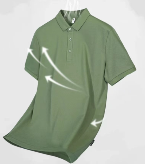 Men's Short-sleeved T-shirt Quick Drying Lapel Solid Color Polo Shirt Customized Labels