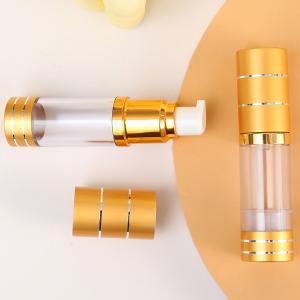 China Frosted Golden Airless Spray Pump Bottle 15ml 30ml 50ml Plastic Purple Airless Serum Bottle With PP Pump for Skincare Packaging factory