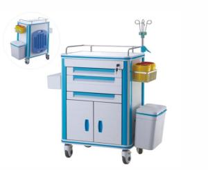 China Drug Delivery Medical Trolley Cart With CPR Board , Anaesthesia Hospital Trolley With IV Pole factory