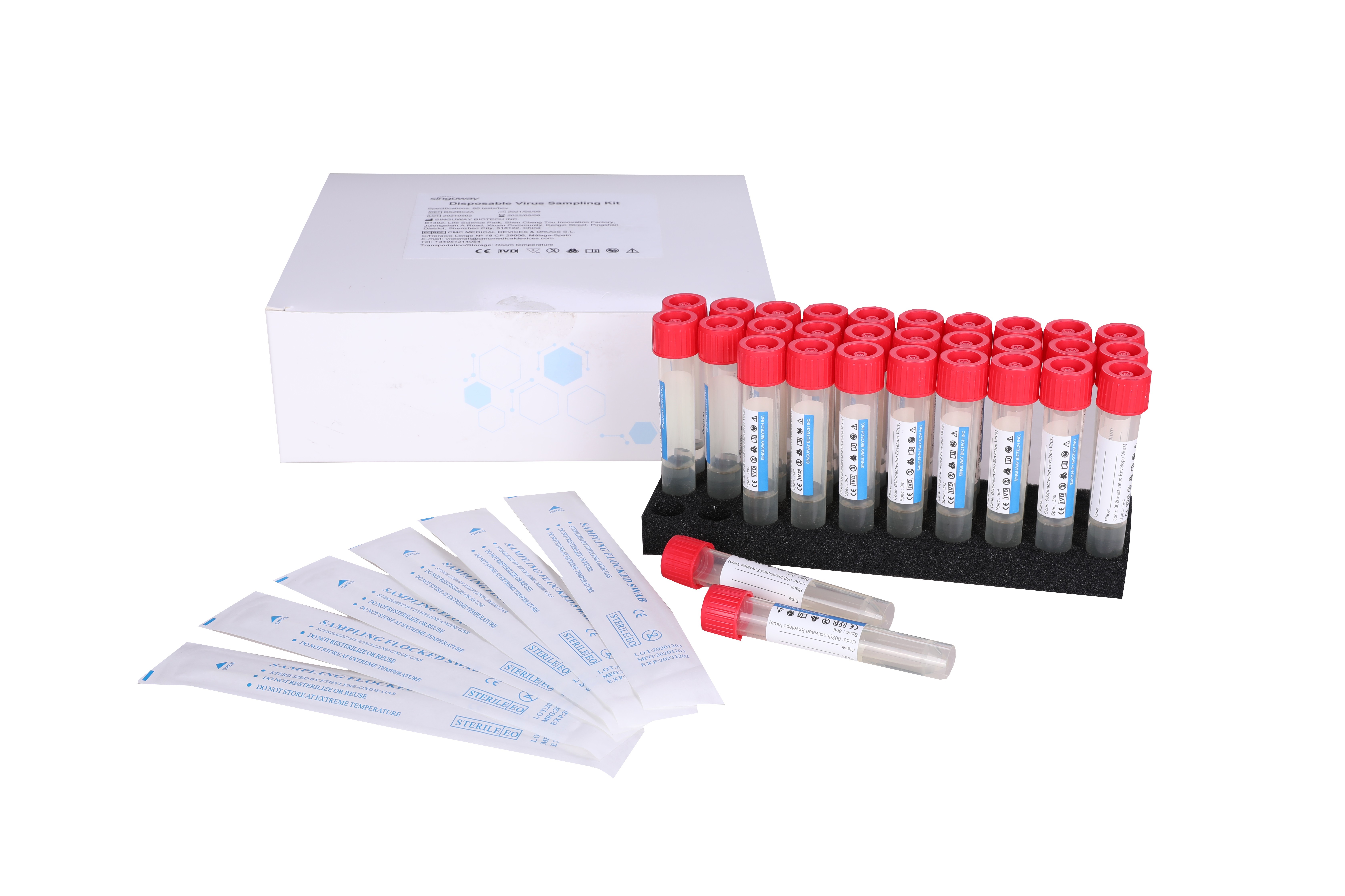 Flocked Nylon Swab Stick Disposable Virus Sampling Kit VTM Specimen Collection Tube