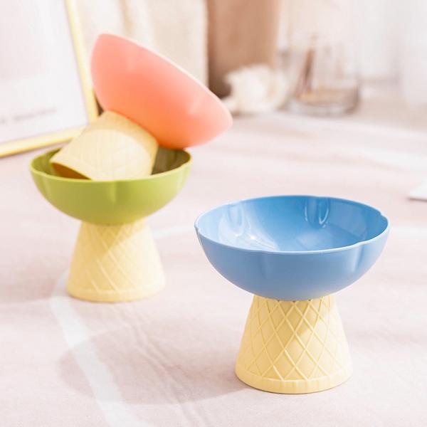 Korean Ice Cream Pet Bowl | Elevated Cat Feeding Dish 13cm | Ergonomic Raised
