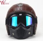 Full Face Motorcycle Helmet Imitation Crocodile Skin Retro With Removable