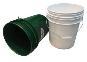 China 20 Liter 5 Gallon Plastic Bucket Containers With Metal Handles For Paints Storage factory