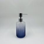 Glass Bathroom Accessories Set Luxury Ombre Blue Round Shape Diamond Pattern