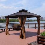3x4m Aluminum Hardtop Gazebo Aluminum Frame Galvanized Steel Double Roof