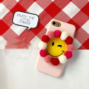 China Soft TPU Korea Candy Color Small Hair Ball Around Smile Face Cell Phone Case Cover For iPhone 7 Plus 6s factory