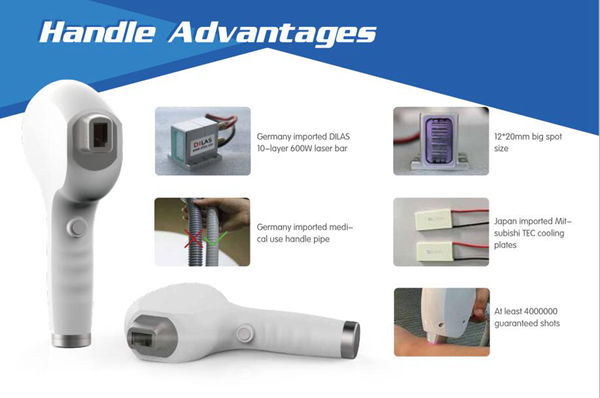2018 new arrival painless most professional big spot size 12*20mm 808nm diode laser hair removal machine