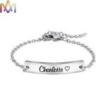 Hypoallergenic Womens Engraved 45MM Thin Bar Bracelet