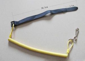 2.5mm yellow spring steel tool lanyard with fabric webbing sticker/standard snap hook