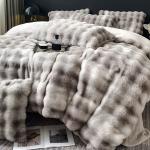 Luxury and Warmth with Sustainable Milk Velvet Mink Rabbit Fur Bedding Set