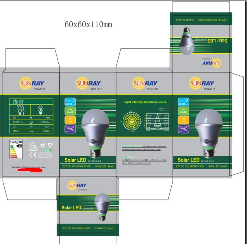 Customized LED Bulb Packaging Box Carton Gray Cardboard Printing Logo Light Tube Box
