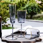 Hammer Texture Crystal Wine Glass In Triangle Shape