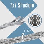10mm 7X19 AISI 304 Stainless Steel Hot DIP Galvanized Aircraft Cable Steel Wire