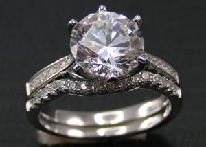 China 1PCS Round Brilliant Cut Diamond Ring 1.25CT , 18k White Gold Ring Set For Women factory